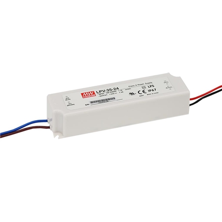 FONTE ALIMENT. 24VDC 1.5A 36W IP67 MEAN WELL LPV-35-24 - LPV-35-24