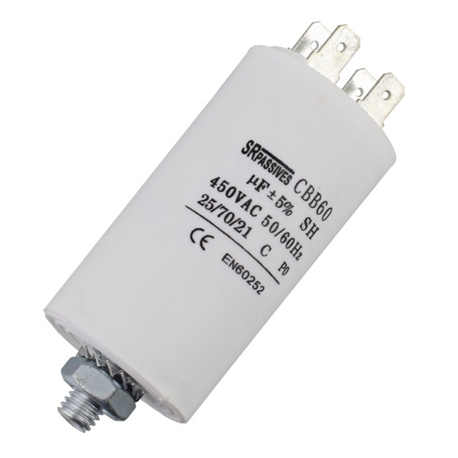 CONDENSADOR MOTOR 470V 3uF +/- 5% Ø30x57mm CBB60E-3/450 - CBB60E-3/450