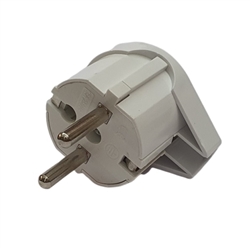 FICHA MACHO TIPO SCHUKO 16A C/ TERRA SAIDA LATERAL BRANCA