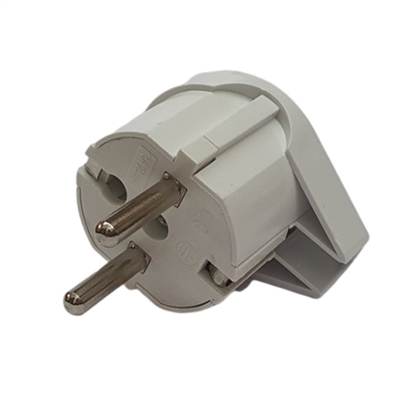 FICHA MACHO TIPO SCHUKO 16A C/ TERRA SAIDA LATERAL BRANCA - 1102BR