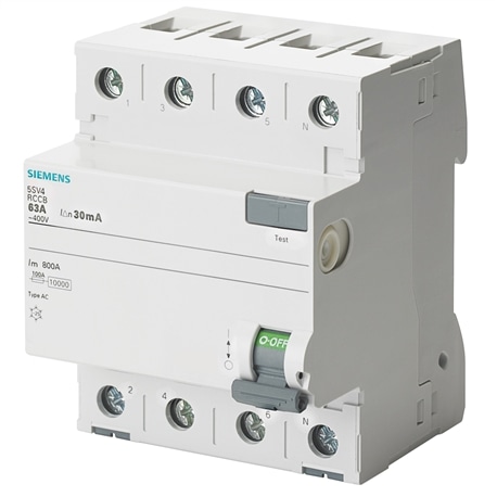 Int. dif. tipo AC 63A 3P+N 30mA SIEMENS 5SV4346-0 - 5SV4346-0