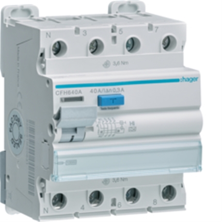Inter. dif. 3P+N 40A 300mA tipo HI 4M CFH640A - CFH640A