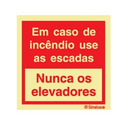 PLACA SINALIX P0601 150X150 "EM CASO DE INCENDIO" - P0601150X150