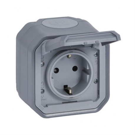 Plexo New IP55 Tomada 2P+T Schuko Lig. paraf LEGRAND 069733L - 069733L